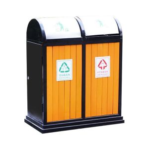 2 Compartments Recycle Trash Can Recycled Plastic Trash Cans