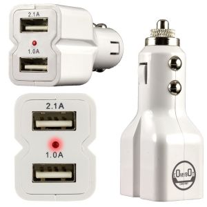 CoverBot DUAL USB 3.1A 15w High Output Car Charger WHITE with Heavy Duty Socket