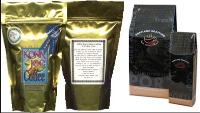 Coffe / Tea Moistureproof Stand Up Pouch Bag Plastic Golden Oval Window