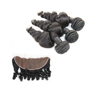 Real Long Loose Curly Hair Extensions , Indian Loose Curl Weave No Tangle