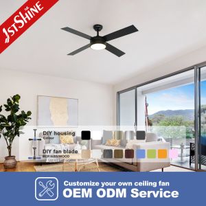4*MDF Blades Decorative LED Ceiling Fan Black Finish DC Motor Energy Saving