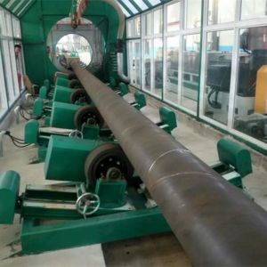 China Blasting Deruster For Steel Pipe And Coated Pipe And Internal Fbe Coating Line on sale