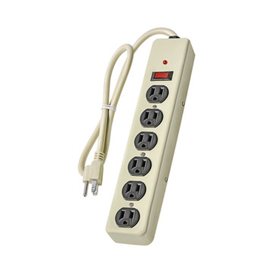 6 outlet Metal UL Power Strip and Extension Socket With 15A Circuit Breaker