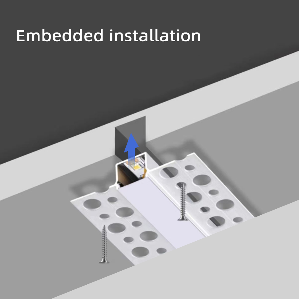 LED Strip Aluminum Profile Recessed Installation with Optimized Heat Dissipation