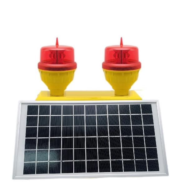 Solar Powered Double Aviation Obstruction Light with Extended LED Life >100,000