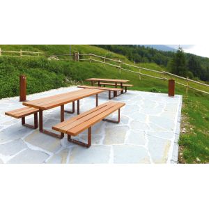 Outdoor Furniture Metal Wood Table Bench sets with Customized Material/color/