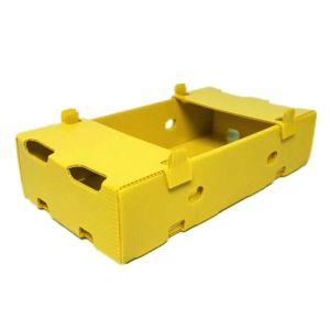 Yellow Plastic Reusable Boxes Heavy Duty Foldable Corrugated Plastic Box