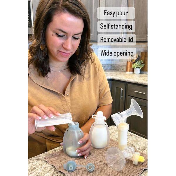 150ML Reusable Silicone Breastmilk Storage Bags – Leakproof, BPA-Free, Freezer-Safe & Sterilizable Pouches For Pumping Moms Seeking A Sustainable And