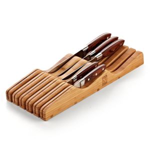 Multifunctional Bamboo Knife Block Set Kitchen Knife Holder Drawer Non -