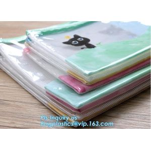pp file folder plastic pockets document bag, A4 mesh folder zipper pocket
