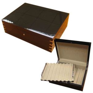 Custom Glossy Wood Pen Box Lacquer Durable Wooden Pen Case With Carved Logo