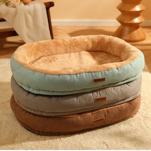 Basics Round Bolster Indestructible Dog Bed With Flannel Top