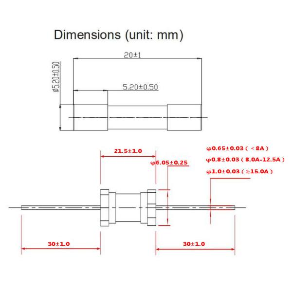 250V 300V 1.25A 2.5A 6.3A Miniature Cartridge Fuse Fast Acting Ceramic Fuse 5x20mm