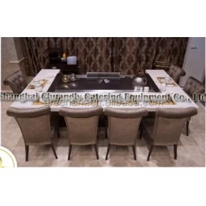 Rectangular Teppanyaki Grill Table with 20mm Thick Heating Plate and 600x400mm