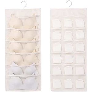 China BRA AND UNDERWEAR HANGING STORAGE ORGANIZER MESH POCKETS DUAL SIDED WALL SHELVES SPACE SAVER BAG SOCK UNDERPANTS DRAWER on sale