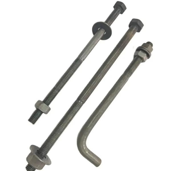 L J Type Anchor Bolt Grade 12.9 Galvanized Steel Black Oxide Hook Anchor Bolt