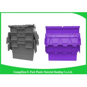 Cheap Customzized Plastic Moving Boxes Attached Lid Containers For Warehouse for sale