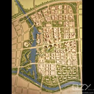 Architectural Wood Scale Model Aecom 1:1000 Beijing Jinzhan Urban Planning