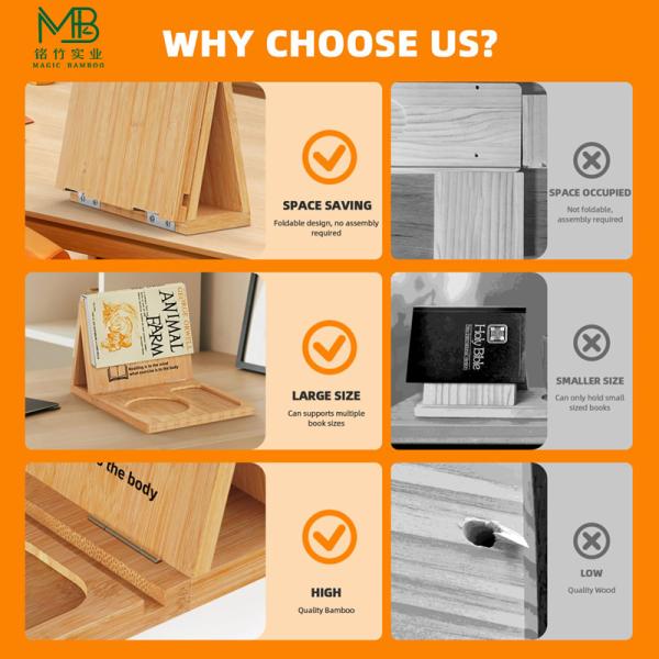 Bamboo color triangle bookshelf foldable bookshelf with glasses holder for Family Study