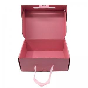 China Cmyk Printing Custom Paper Shopping Bags Cardboard Pink Shoe Boxes With Ribbon on sale