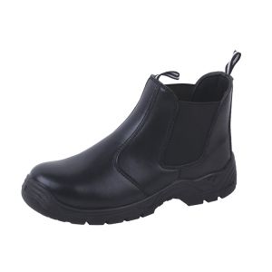 MJ-106 Genuine Buffalo Leather Work Safety Shoes with Rubber Midsole and Mesh