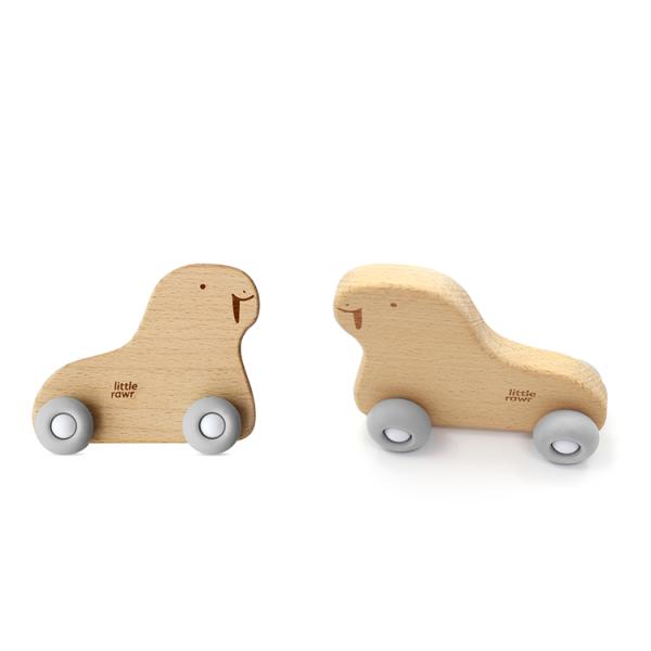 Fox Car Shape Wheelie Wooden Silicone Teether For Toddler OEM Service