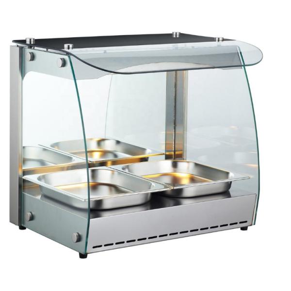 Curved Glass Food Warmer Showcase Automatic Defrost