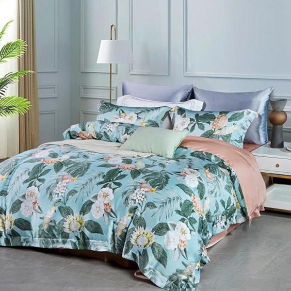 100% Tencel Luxury Silky Soft Bedding Set 300TC Printed Fabric Quilt Cover Pillowcase Sets