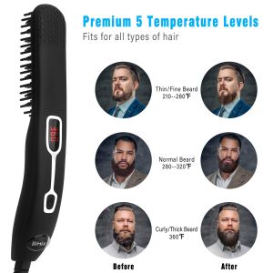 LCD Display 19W Heated Beard Straightening Brush