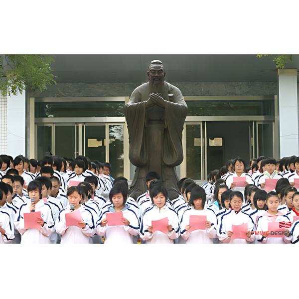 Technique Casting Confucius Bronze Sculpture for Campus Sculpture Hall's Customization