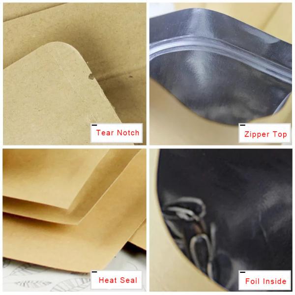 7*10 Eco-friendly Custom logo printing packaging three sides heat seal bag brown kraft paper bags for food