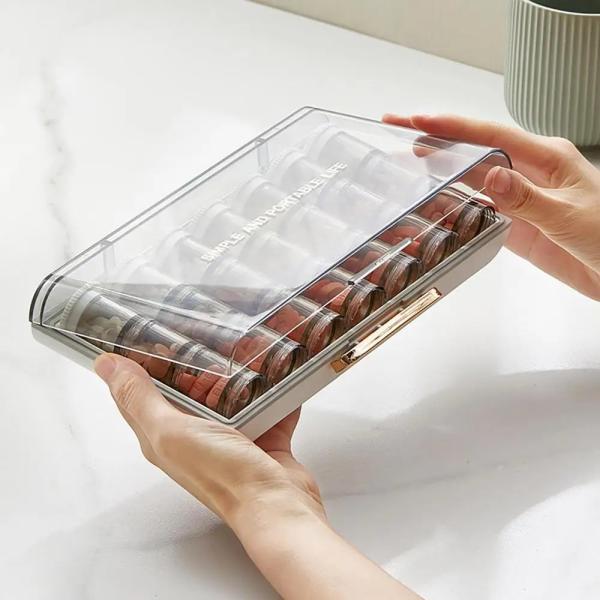 Weekly Pill Organizer 3 Times A Day 7 Day Pill Box With Separate Compartment Internal Box Threaded Knob Structure Large Medicine Organizer Box