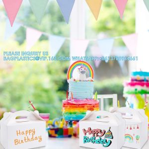 Party Favor Treat Boxes, Goodie Boxes, Gable Paper Gift Boxes With Handles.