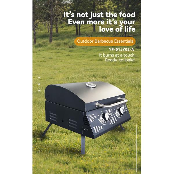 Portable Smokeless BBQ Gas Stove with Griller and Large Capacity Steel Folding Design