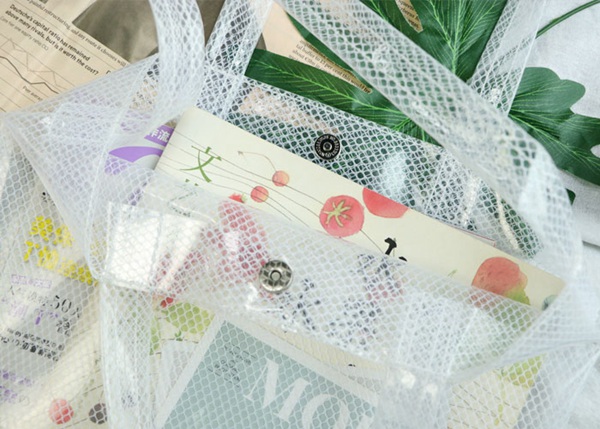 Clear Mesh PVC Tote Bag Waterproof With Long Strap For Ladies Cross Body