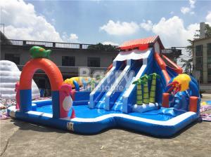 Cheap Backyard Inflatable Water Slides And Pool Bouncy Water Slides Customized for sale