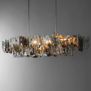 Cheap Modern Designer metal fragment Art Chandelier Rectangle Kitchen Island Hanging light(WH-MI-453) for sale