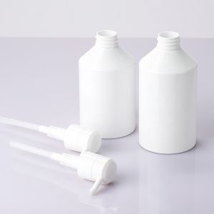 350/400ml white cylindrical smooth with white pump for shampoo lotion bottle