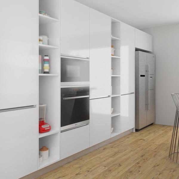 Customized Utility MDF Kitchen Cabinets Solutions With Rangehood