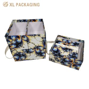 Ribbon-Tied Custom Printed Cardboard Gift Box Set for Shoe Packaging and Candy