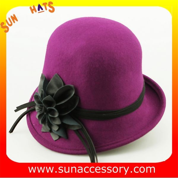 Hot sale Fashion 100% Australia wool felt ladies hats ,Red cloche hats with adjustable band