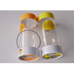 Cheap Small Clear Plastic Presentation Box , Personalised Clear Plastic Cups With Lids String Handle Tube Shape for sale