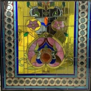 Bathroom Custom Partition Stained Leaded Glass With Brass Caming Thick 1"