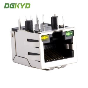 PCB Network RJ45 Modular Jack With Filter , LED Tab Down Side Entry Ethernet