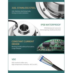 600LM 18W DMX512 Rgb Led Fountain Lamp DC24V Waterproof