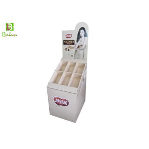 Cheap Retail Corrugated Cardboard Floor Display Racks 9 Boxes 45 Degree Angle for sale