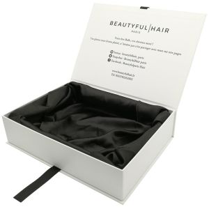 White Rigid Cosmetic Packaging Box Small Eco Friendly With Ribbon