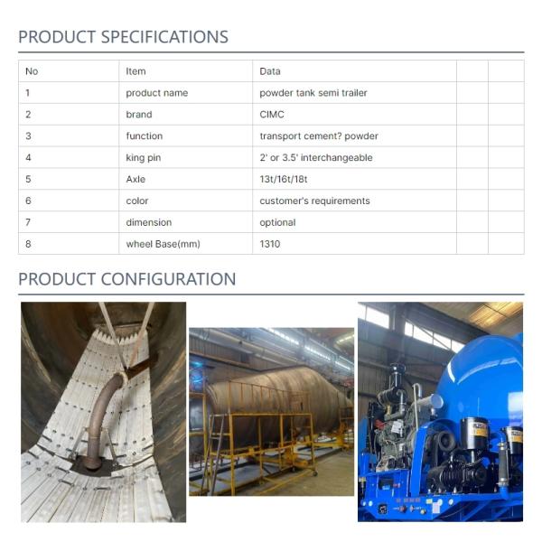 CIMC Latest Design Of High-strength Three-axis Cement Bulk Powder Tank Trailer
