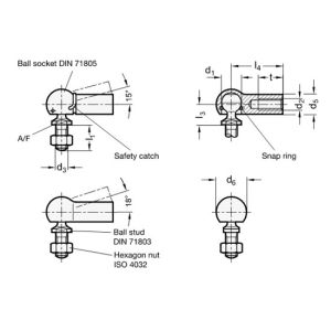 M6 M10 Stainless Steel Ball Joint Threaded Linkages Consist A Ball Stud