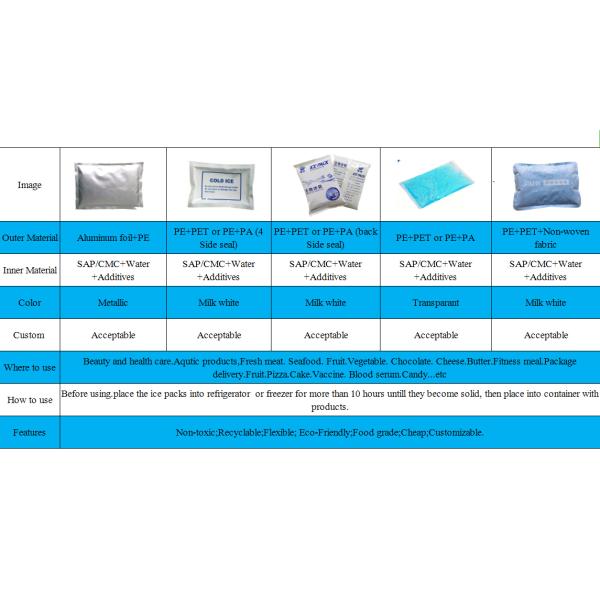 Cold Chain Packaging Biodegradable Ice Pack Gel Bag Cold Pack For Insulated Cooler Freeze Packs